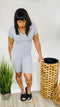 Baesic| gray two piece biker short set
